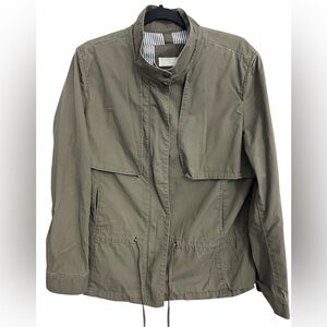 Caslon Olive Green Utility Jacket Drawstring Waist Stand Collar